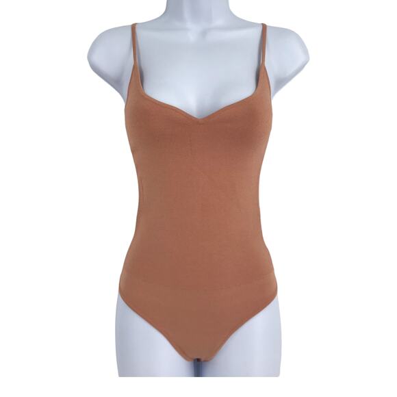 A.L.C. Shana Thong Back Bodysuit XS Sweetheart Neck Ponte Knit Rose Pink - Picture 4 of 8